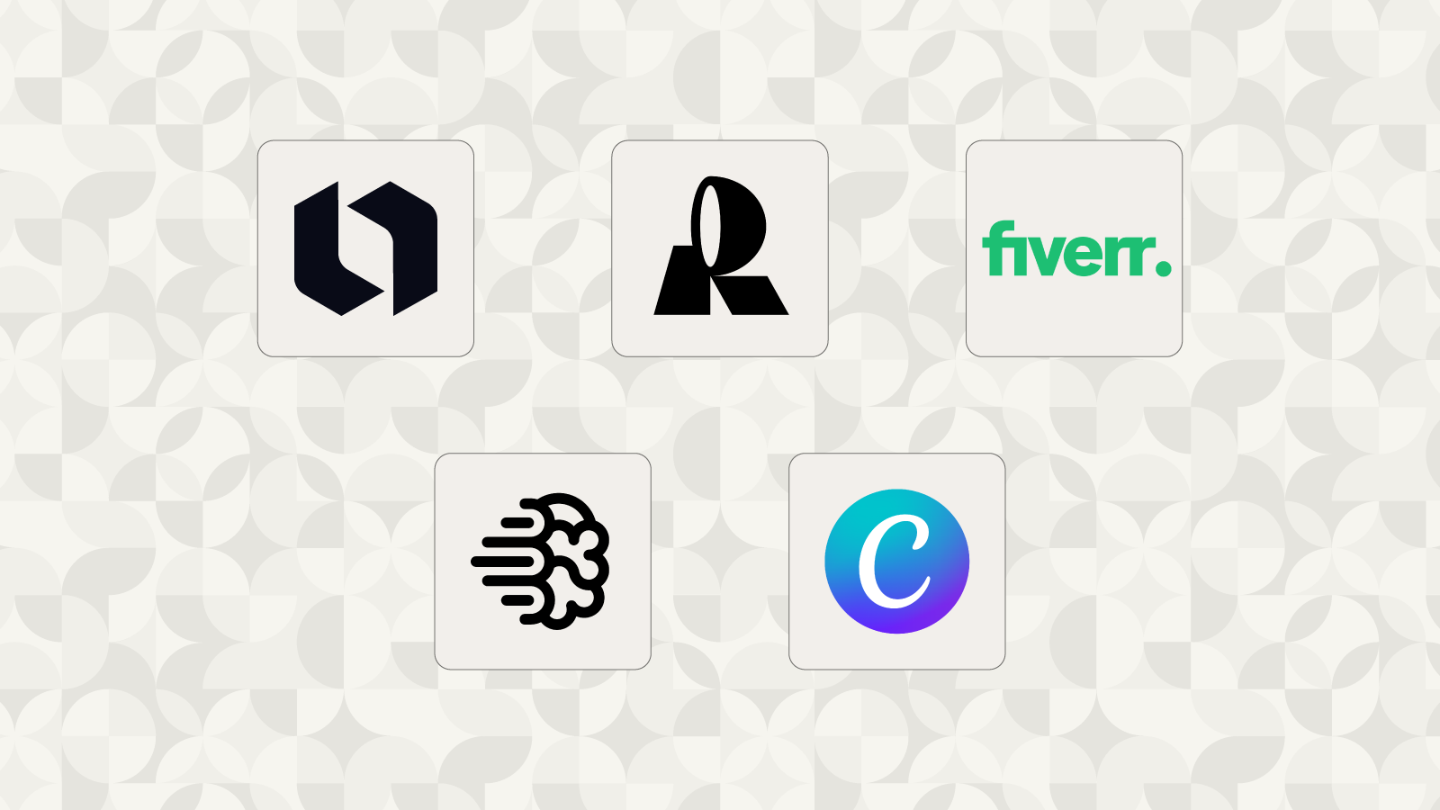 Logos of five best ai logo generators: Looka, Recraft, Fiverr, Ideogram, and Canva