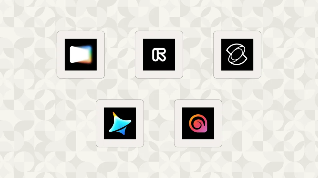 Logos of five best ai video generators​: Google Flow, Runway, Kling AI, Dreamina, and Hailuo AI