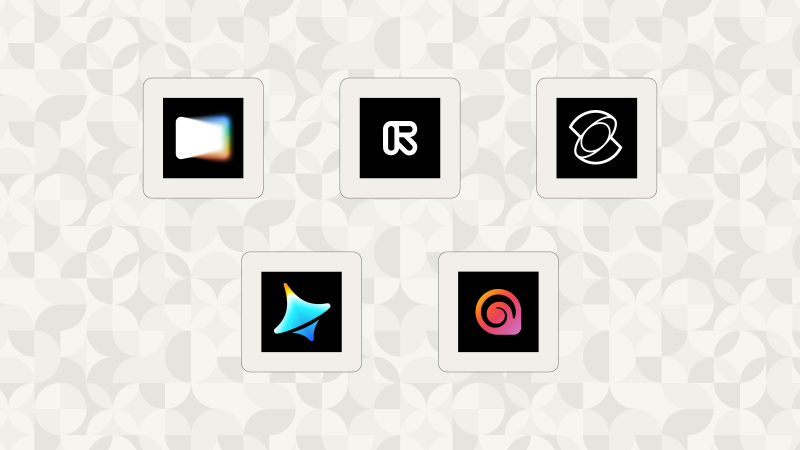 Logos of five best ai video generators: Google Flow, Runway, Kling AI, Dreamina, and Hailuo AI